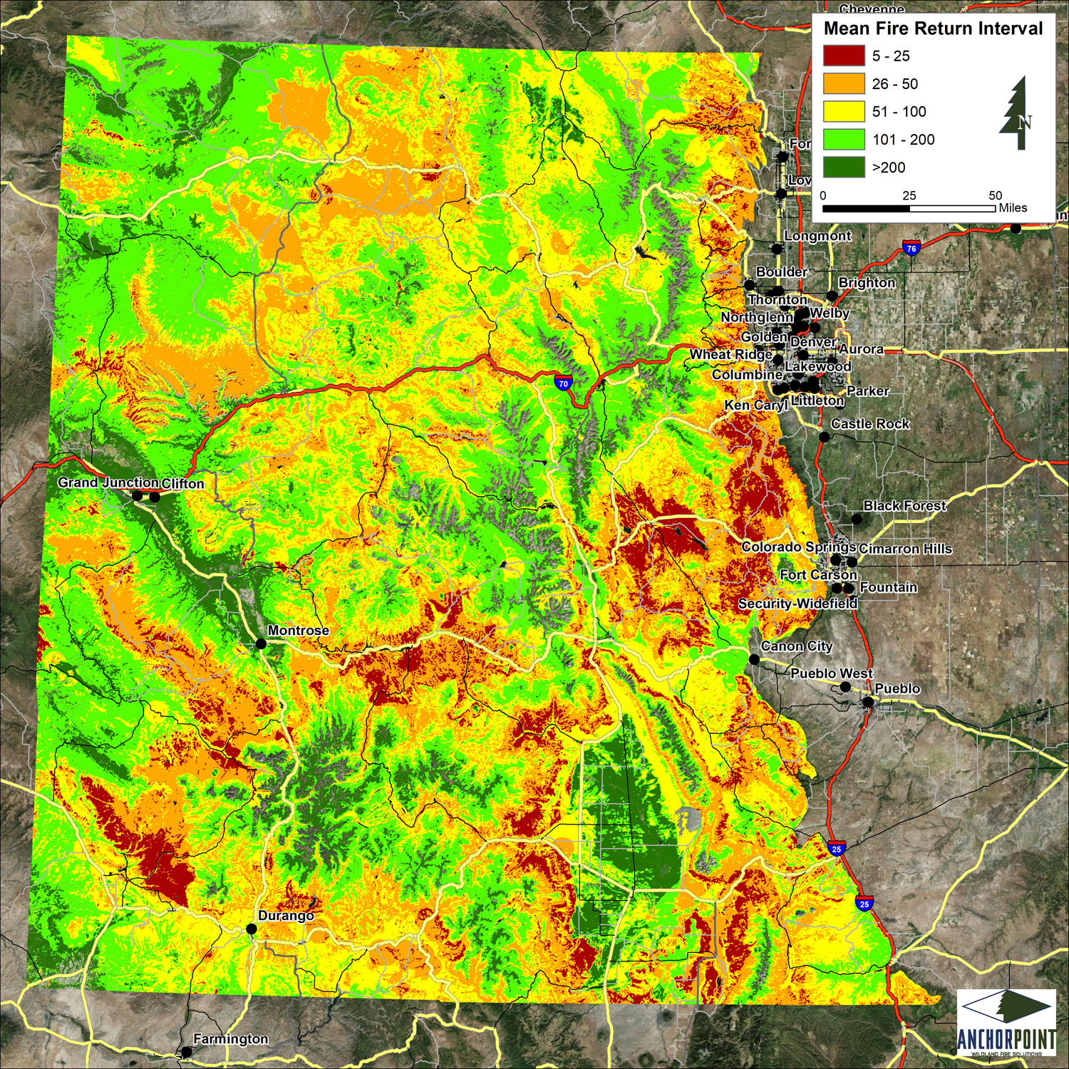 Modified Fire Return Interval Map of Colorado Coalition for the Upper